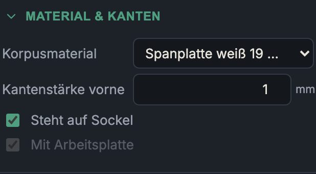 Inspector group "Material & Edge Banding"